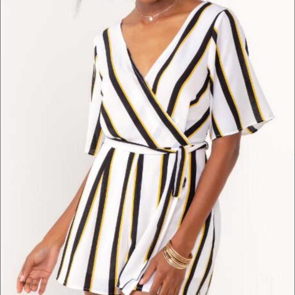 Striped Surplice Romper- Francescas Collection